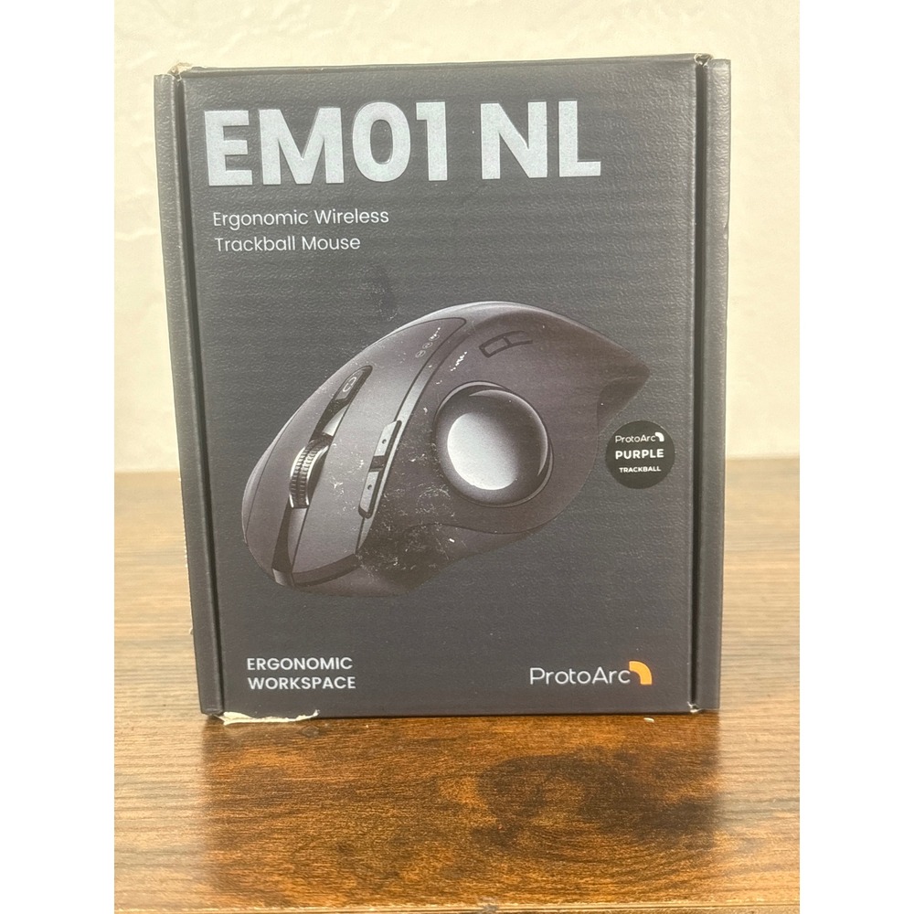 ProtoArc EM01 NL Ergonomic Wireless Trackball Mouse Purple Ball Bluetooth 2.4G